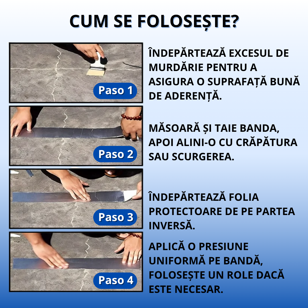 Bandă de Etanșare Impermeabilă Ultra-Rezistentă FlexForte™