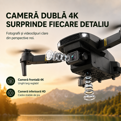SKYCAM PRO™ | Dronă 4K cu cameră dublă, decolare automată și transmisie live pe telefon. (Doar azi: geantă rigidă + 3 baterii GRATIS)