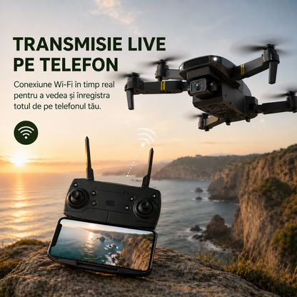 SKYCAM PRO™ | Dronă 4K cu cameră dublă, decolare automată și transmisie live pe telefon. (Doar azi: geantă rigidă + 3 baterii GRATIS)